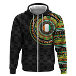 Ivory Coast African Tribal Pattern Zip Hoodie Chest Arm Tattoo