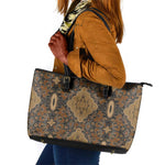 Madiba Nelson Mandela Batik Leather Tote Bag Earthy Brown Indonesia Heritage - African Pride