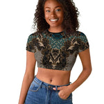 Madiba Nelson Mandela Batik Raglan Cropped T shirt Black Indonesia Heritage - African Pride