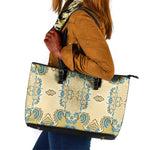 Madiba Nelson Mandela Batik Leather Tote Bag Yellow Blue Indonesia Heritage - African Pride