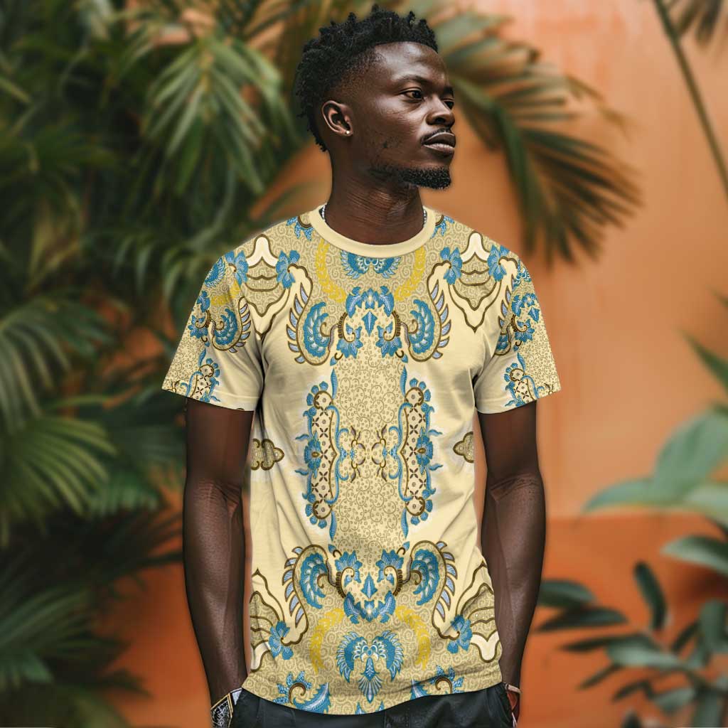 Madiba Nelson Mandela Batik T shirt Yellow Blue Indonesia Heritage - African Pride