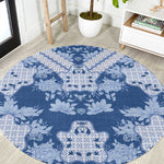 Indonesia Javanese Batik Nelson Mandela Madiba Blue Round Carpet - African Pride