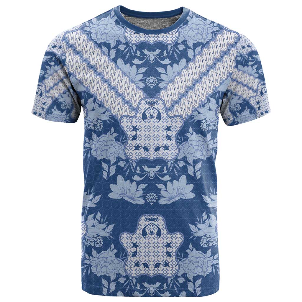 Indonesia Javanese Batik Nelson Mandela Madiba Blue T shirt - African Pride