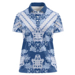 Indonesia Javanese Batik Nelson Mandela Madiba Blue Women Polo Shirt - African Pride