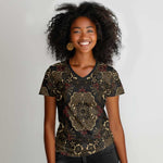 Indonesia Javanese Batik Nelson Mandela Madiba Vintage Style Women V-Neck T-Shirt - African Pride