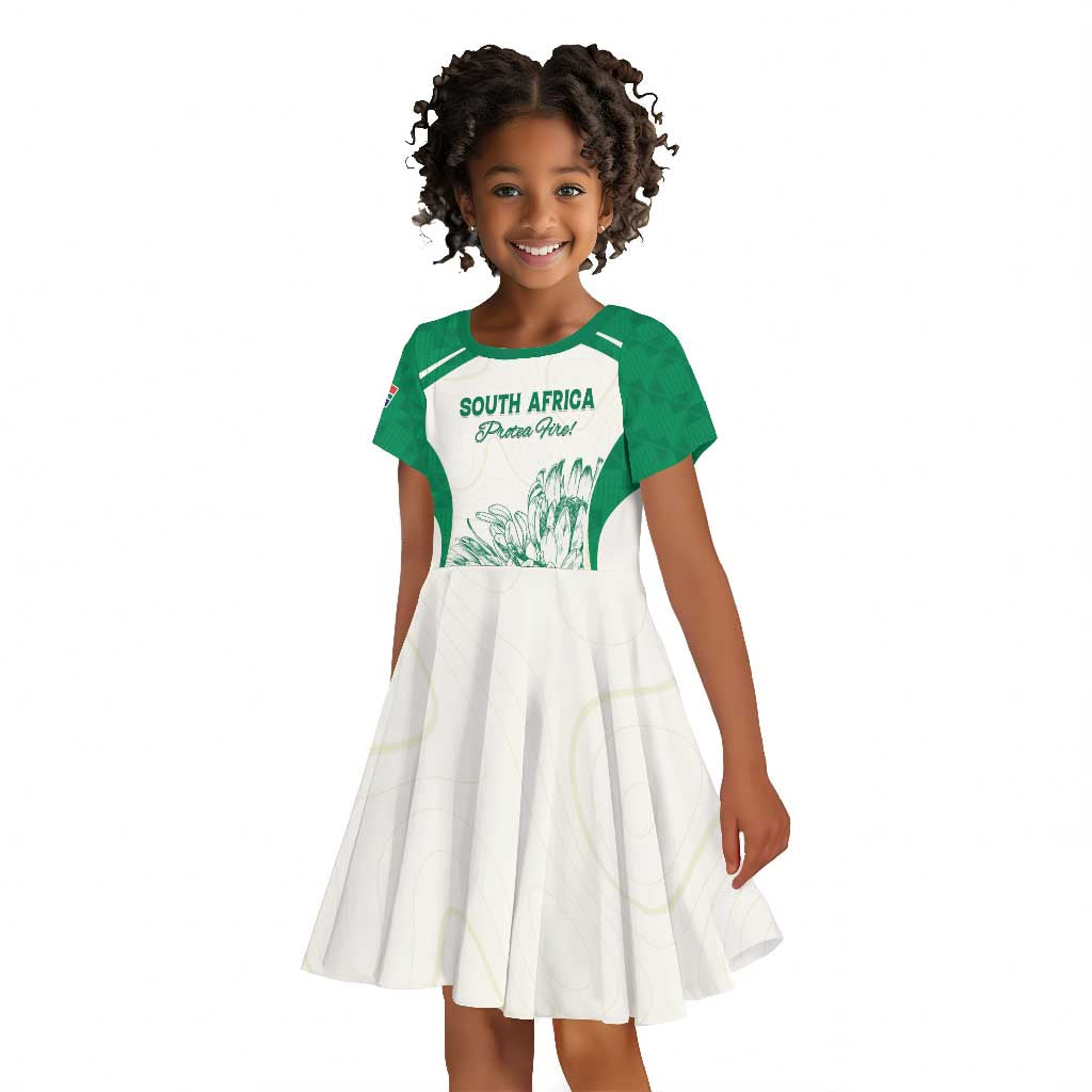 Custom South Africa Cricket Kid Short Sleeve Dress We Are Champions - African Pride