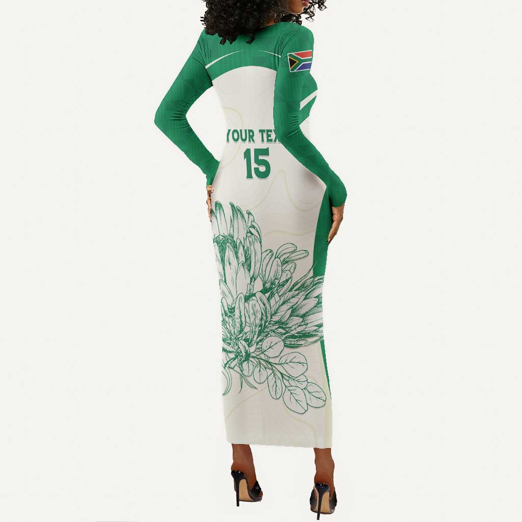 Custom South Africa Cricket Long Sleeve Bodycon Dress We Are Champions - African Pride