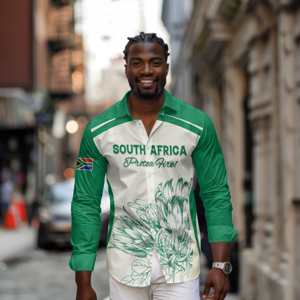 Custom South Africa Cricket Long Sleeve Button Shirt We Are Champions - African Pride
