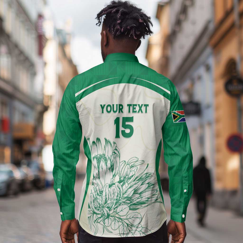 Custom South Africa Cricket Long Sleeve Button Shirt We Are Champions - African Pride