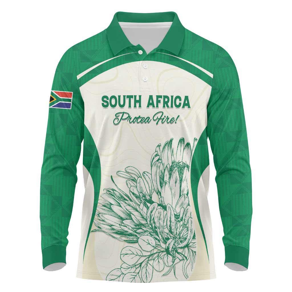 Custom South Africa Cricket Long Sleeve Polo Shirt We Are Champions - African Pride