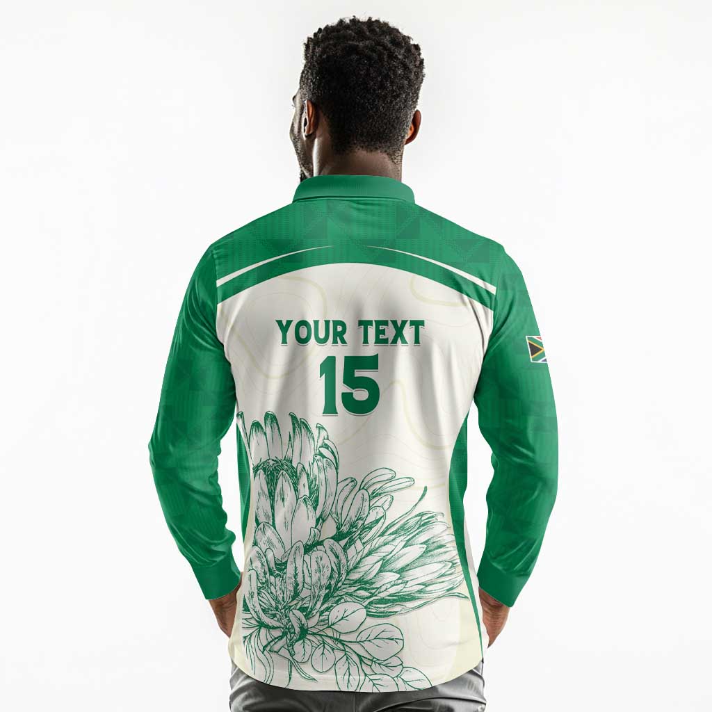Custom South Africa Cricket Long Sleeve Polo Shirt We Are Champions - African Pride