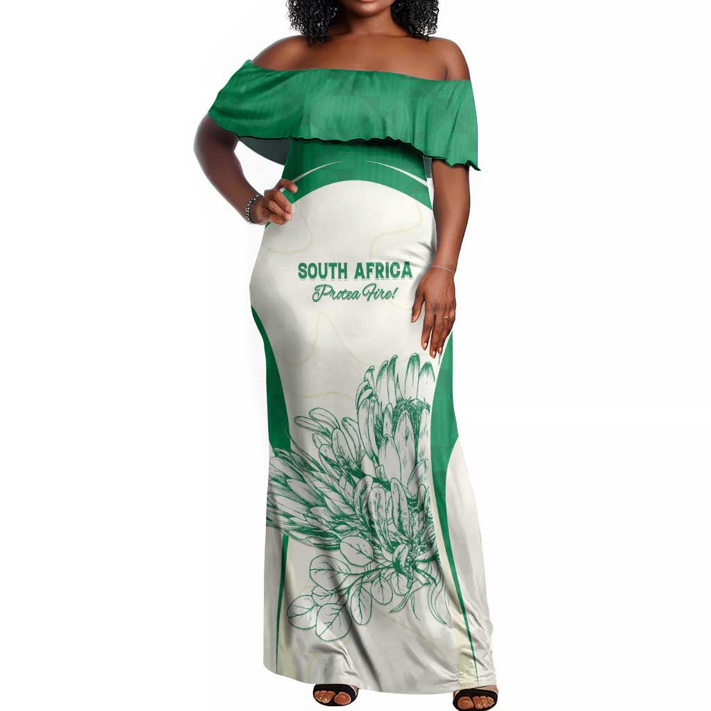 Custom South Africa Cricket Off Shoulder Maxi Dress We Are Champions - African Pride