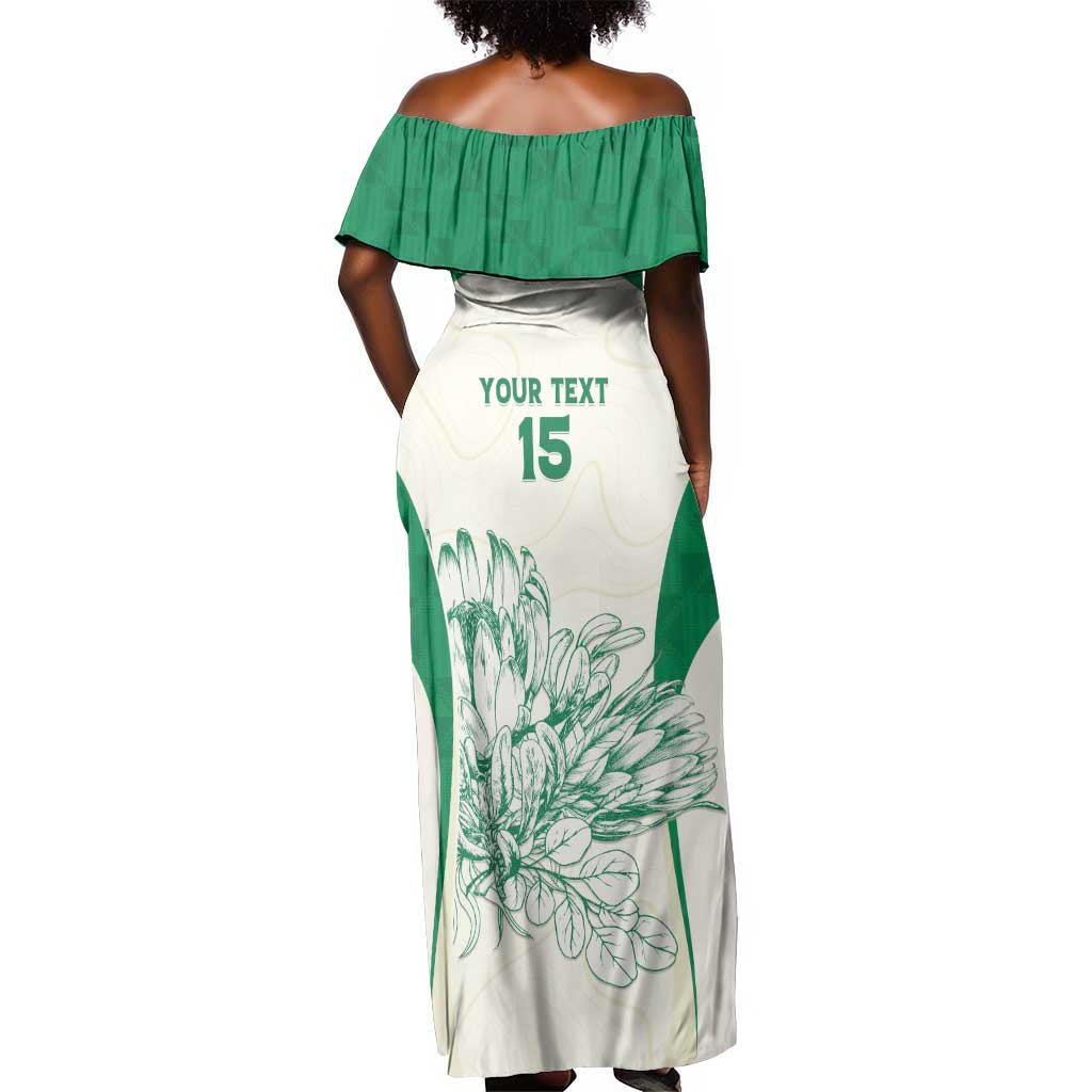 Custom South Africa Cricket Off Shoulder Maxi Dress We Are Champions - African Pride