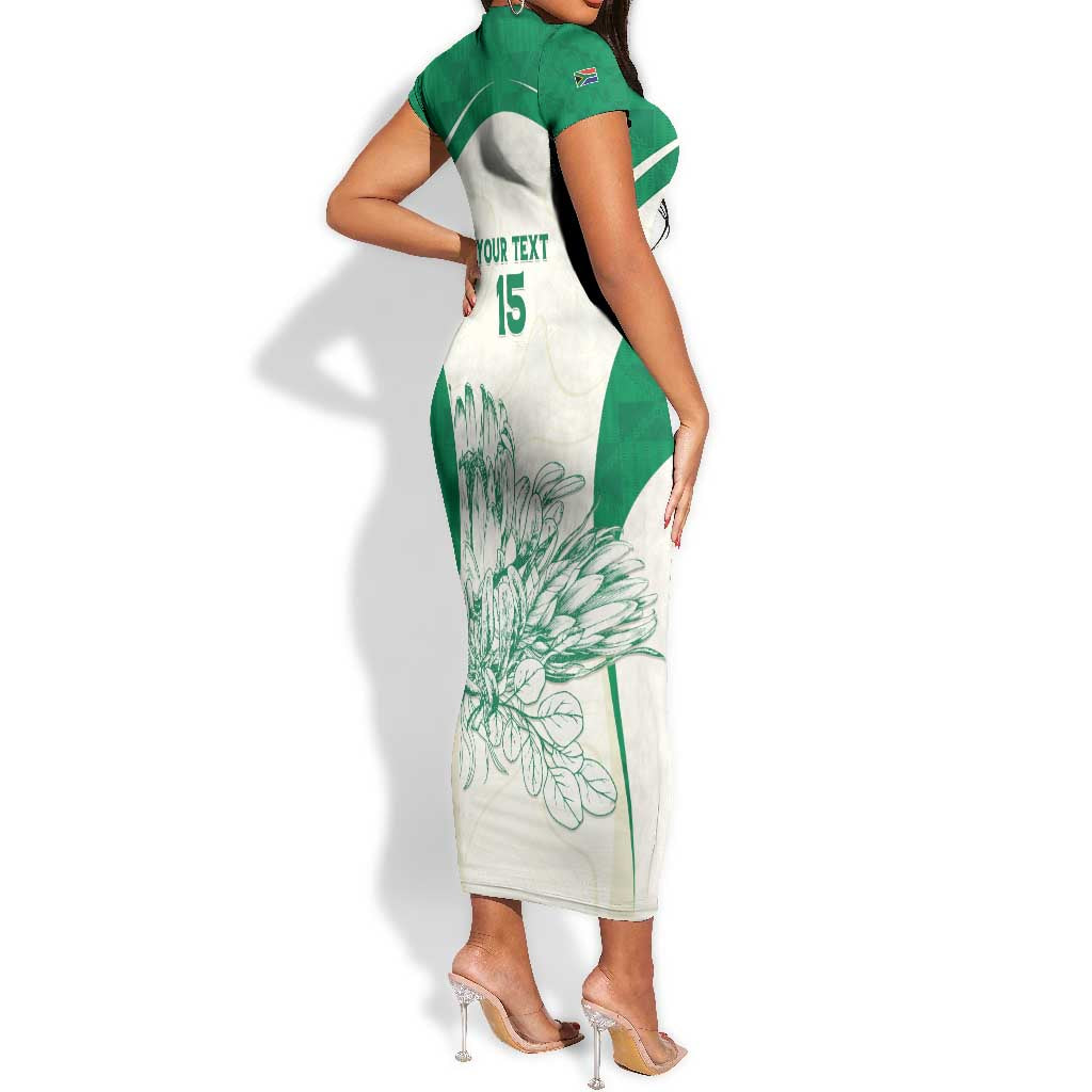 Custom South Africa Cricket Short Sleeve Bodycon Dress We Are Champions - African Pride
