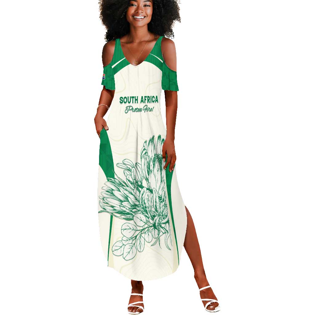 Custom South Africa Cricket Summer Maxi Dress We Are Champions - African Pride