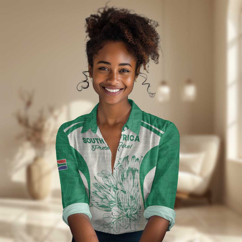 Custom South Africa Cricket Women Casual Shirt We Are Champions - African Pride