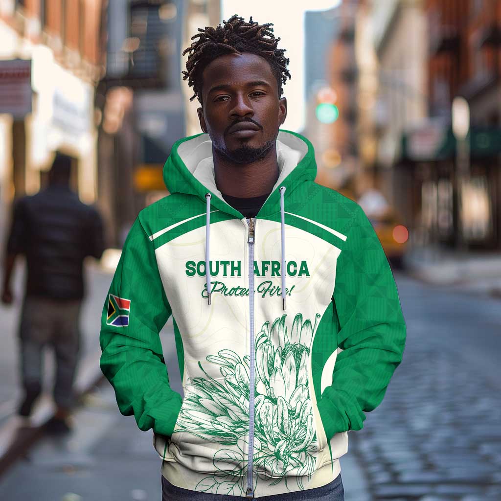 Custom South Africa Cricket Zip Hoodie We Are Champions - African Pride