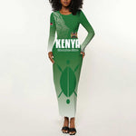 Custom Kenya Football Long Sleeve Bodycon Dress Go Harambee Stars - African Pride