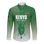 Custom Kenya Football Long Sleeve Button Shirt Go Harambee Stars - African Pride