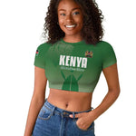 Custom Kenya Football Raglan Cropped T shirt Go Harambee Stars - African Pride