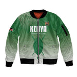 Custom Kenya Football Sleeve Zip Bomber Jacket Go Harambee Stars - African Pride