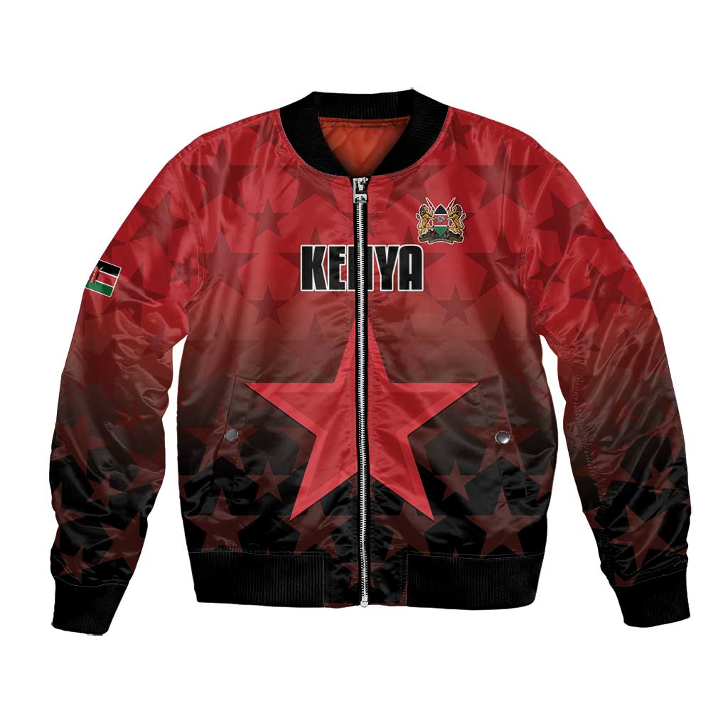 Custom Kenya Football Bomber Jacket Harambee Harambee Stars - Red Jersey - African Pride