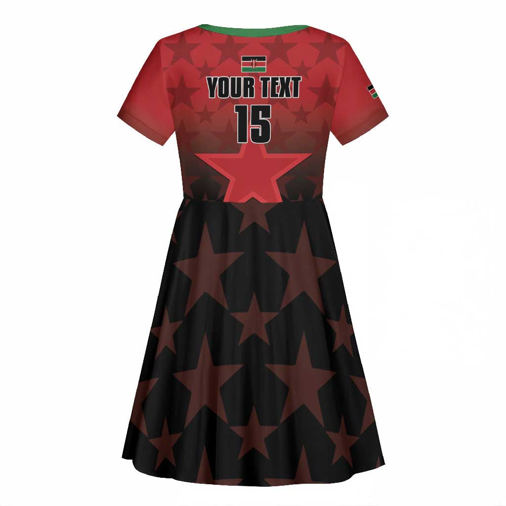 Custom Kenya Football Kid Short Sleeve Dress Harambee Harambee Stars - Red Jersey - African Pride