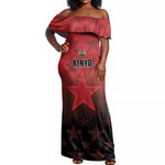 Custom Kenya Football Off Shoulder Maxi Dress Harambee Harambee Stars - Red Jersey - African Pride