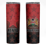 Custom Kenya Football Skinny Tumbler Harambee Harambee Stars - Red Jersey - African Pride