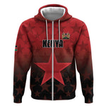 Custom Kenya Football Zip Hoodie Harambee Harambee Stars - Red Jersey - African Pride