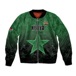 Custom Kenya Football Bomber Jacket Harambee Harambee Stars - Green Jersey - African Pride