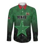 Custom Kenya Football Long Sleeve Button Shirt Harambee Harambee Stars - Green Jersey - African Pride