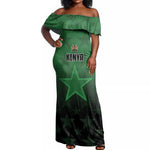 Custom Kenya Football Off Shoulder Maxi Dress Harambee Harambee Stars - Green Jersey - African Pride