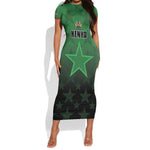 Custom Kenya Football Short Sleeve Bodycon Dress Harambee Harambee Stars - Green Jersey - African Pride
