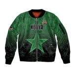 Custom Kenya Football Sleeve Zip Bomber Jacket Harambee Harambee Stars - Green Jersey - African Pride