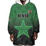 Custom Kenya Football Wearable Blanket Hoodie Harambee Harambee Stars - Green Jersey - African Pride