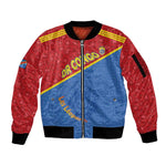 Custom DR Congo Football Sleeve Zip Bomber Jacket Go Champions - African Pride