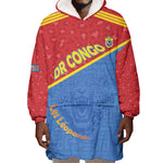 Custom DR Congo Football Wearable Blanket Hoodie Go Champions - African Pride