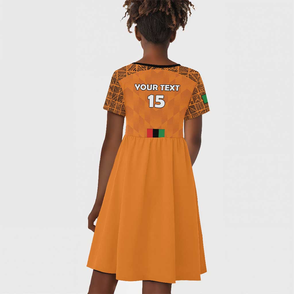 Custom Zambia Football Kid Short Sleeve Dress Come On Chipolopolo - African Pride