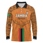 Custom Zambia Football Long Sleeve Polo Shirt Come On Chipolopolo - African Pride