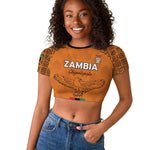 Custom Zambia Football Raglan Cropped T shirt Come On Chipolopolo - African Pride