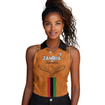 Custom Zambia Football Women Sleeveless Polo Shirt Come On Chipolopolo - African Pride