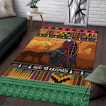 Afro Christmas in Kenya Safari Area Rug Black Santa Riding Cape Buffalo - African Pride
