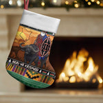 Afro Christmas in Kenya Safari Christmas Stocking Black Santa Riding Cape Buffalo - African Pride