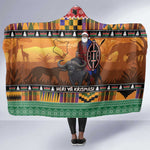 Afro Christmas in Kenya Safari Hooded Blanket Black Santa Riding Cape Buffalo - African Pride