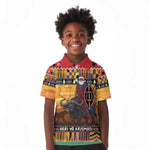 Afro Christmas in Kenya Safari Kid Polo Shirt Black Santa Riding Cape Buffalo - African Pride