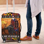 Afro Christmas in Kenya Safari Luggage Cover Black Santa Riding Cape Buffalo - African Pride