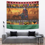 Afro Christmas in Kenya Safari Tapestry Black Santa Riding Cape Buffalo - African Pride