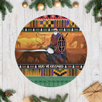 Afro Christmas in Kenya Safari Tree Skirt Black Santa Riding Cape Buffalo - African Pride