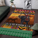 Afro Christmas in Kenya Safari Area Rug Black Santa Riding Elephant - African Pride